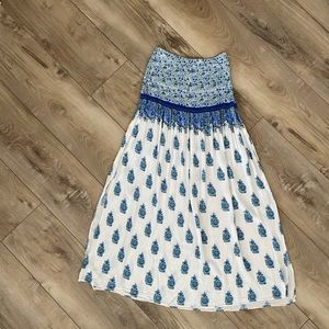 Fred Blue and Green Floral Maxi Skirt. Size XS